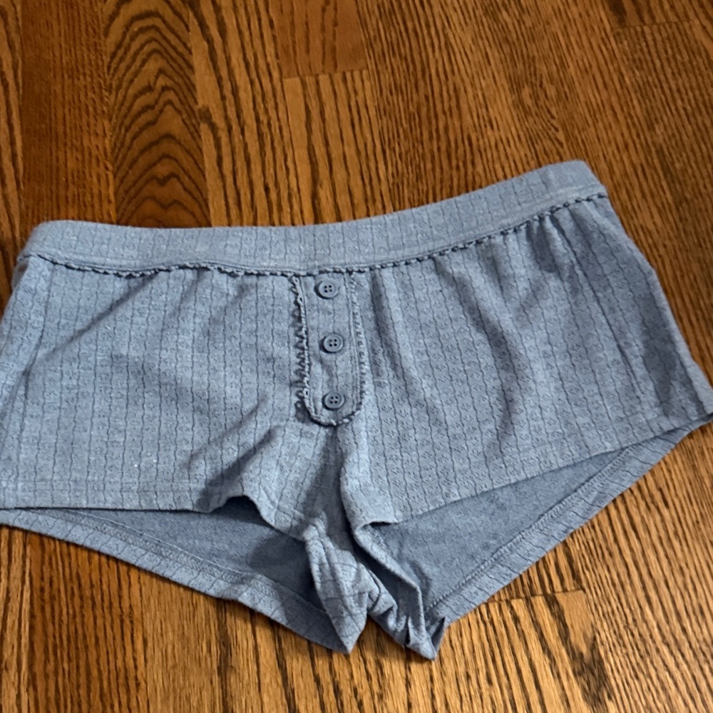 Edikted Blue Button-Front Pajama Shorts